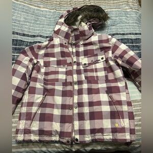 Women’s Burton Coat Plaid White/Maroon